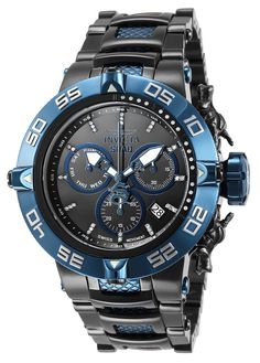 Invicta Stores Blue Chronograph Diamond Watch For Formal Occasions, Black Diamond Watch With Subdials, Black Diamond Watch With Chronograph, Blue Diamond Chronograph Watch With Round Dial, Black Diamond Watch With Tachymeter, Automatic Black Diamond Watch With Round Dial, Luxury Black Diamond Watch With Tachymeter, Black Automatic Diamond Watch With Round Dial, Formal Blue Chronograph Diamond Watch