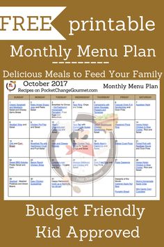 the free printable meal plan for kids and adults is shown in this graphic style