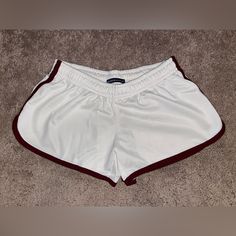 Brand New Without Tags! White With Burgundy Color Sporty White Pajama Shorts, White Stretch Summer Athletic Shorts, White Stretch Athletic Shorts For Summer, Casual White Athletic Shorts, White Summer Cotton Athletic Shorts, White Sporty Pajama Shorts For Summer, Sporty White Pajama Shorts For Summer, Casual White Pajama Shorts, Trendy White Cotton Pajama Shorts