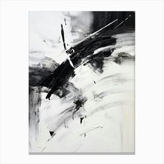 an abstract painting with black and white colors