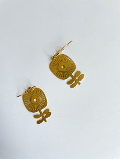 Folk Floral Brass Earrings Brass Flowers, Brass Cleaner, Folk Floral, Fits Inspo, Diamonds And Gold, Ceramic Jewelry, Brass Jewelry, Floral Earrings, Brass Earrings