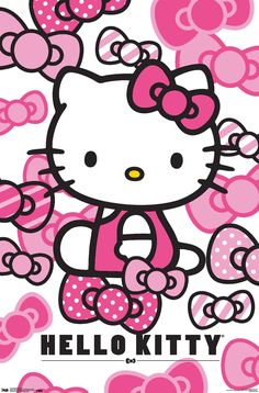 hello kitty with pink bows and hearts