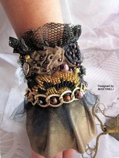 Elegant Adjustable Decorative Bracelets, Elegant Embroidered Bracelets As A Gift, Elegant Embroidered Bracelets As Gift, Handmade Wearable Art Cuff Bracelet For Party, Handmade Steampunk Bracelets For Gift, Handmade Steampunk Bracelets As Gift, Unique Embroidered Jewelry For Party, Handmade Wedding Cuff Bracelet, Handmade Bohemian Cuff Bracelet For Wedding