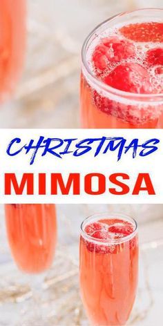 christmas mimosa cocktail recipe with text overlay