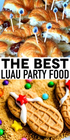 the best luau party food is made with cookies, pretzels and marshmallows