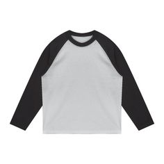 raglan long sleave. black and white. unisex. Black Tops With Contrast Color And Relaxed Fit, Black Relaxed Fit Top With Contrast Color, Black T-shirt With Relaxed Fit And Contrast Color, Black Relaxed Fit T-shirt With Contrast Color, Contrast Color Block Long Sleeve Tops, Gray Long Sleeve Tops With Contrast Color, Casual Contrast Long Sleeve Sweatshirt, Long Sleeve Cotton Tops With Contrast Color, Sporty Long Sleeve Tops With Contrast Panels