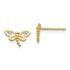 14k Madi K CZ Children's Dragonfly Post Earrings ,Jewelry,Earrings,Themed Earrings,Outdoors & Nature;,Jewelry,Earrings,Themed Earrings,Animals,Insects;,Jewelry,Earrings,Childrens Earrings Polished;14k Yellow gold;Post;CZ;Gift Boxed Material: Primary - Purity:14K, Stone Type_1:Cubic Zirconia (CZ), Length of Item:6 mm, Feature:Solid, Manufacturing Process:Casted, Material: Primary:Gold, Stone Treatment_1:Synthetic, Item Weight U/M:gm, Width of Item:9 mm, Product Type:Jewelry, Jewelry Type:Earrings Dragonfly Earrings, Yellow Earrings, Childrens Jewelry, Yellow Gold Earring, Gold Polish, Fine Jewelry Gift, Kids Jewelry, High Quality Jewelry, Post Earrings