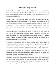 a page from the teacher's day speech, which is written in black and white