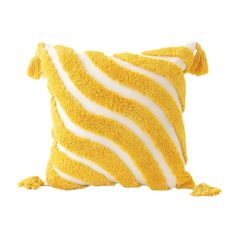 yellow groovy wavy striped tufted cushion cover Dopamine Room, Dark Academia Aesthetic Room, Fall Bedding Sets, Pastel Aesthetic Room, Vintage Bedding Set, Aesthetic Bedding, Couch Surfing, Tufted Pillow, Yellow Decorative Pillows