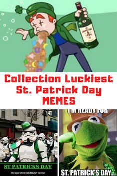 the st patrick's day meme is shown with images of people dressed in costumes