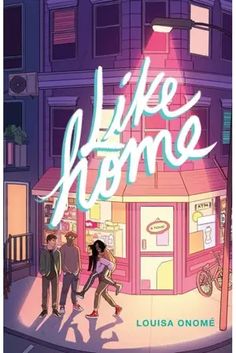 the cover to like home, with people walking in front of a store at night