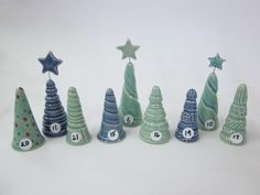 Small Christmas Tree Decorations, Pottery Christmas Trees, Small Christmas Trees Decorated, Retro Tree, Have A Safe Trip, Cottonwood Az, Pottery Christmas, Green Xmas, Small Pottery