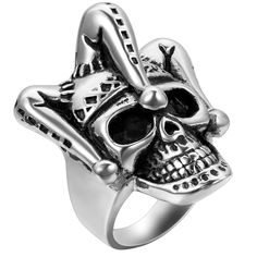 PRICES MAY VARY. < JOKER CROWN RING > Silver Black Celtic Gothic Punk Fashion Trendy Design. Excellent Quality, Comfortable and Good Price. Perfect Gift for Your Friends and Familry < BIG SKULL RINGS FOR MEN > Width: 1.4"(36mm), Available Size: 7, 8, 9, 10, 11, 12; Punk Rock Style, Perfect Halloween Joker Costume Jewelry < HEAVY DUTY > Well Coated Surface, Shiny and Smooth, Stainless Steel Metal, No Fading and Seem very Sturdy, Trendy Looking; Beautiful, Smoothly Solid, Makes a Clown Skull, Biker Rings Mens, Joker Clown, Gothic Punk Fashion, Gothic Engagement Ring, Gothic Ring, Black Punks, Biker Rings, Gothic Rings