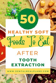 Getting a tooth or few teeth pulled doesn't mean you have to forfeit tasty, nutritious foods while on a soft foods diet. Checkout these 50 healthy soft foods to eat after tooth extraction all curated by a registered dietitian! Soft Food Ideas