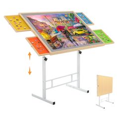 a drawing table with an easel and board attached to it