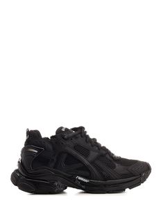 Black "Runner" sneaker from Balenciagamesh and nylon with worn effect and size printed on the toe. Balenciaga Runner, Balenciaga Runners, Black Runners, Balenciaga Sneakers, Balenciaga, Buy Now, Men's Shoes, Shoes Sneakers, Online Shop