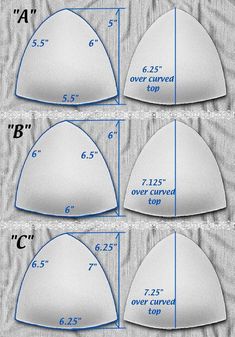 three different sizes of hats are shown with measurements