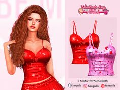 The Sims Resource - Valentines Day Pajamas Set N1 Top Mermaid Top, Sims4 Clothes, Minecraft Ideas, Cat Valentine, Ts4 Cc, Cc Finds