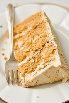 a piece of cake on a plate with a fork