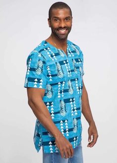 This listing is for 3 pieces of quality Ankara print men short sleeve shirts. Buyer, is able to select from countless available African print fabrics, preferred for the shirts. Ankara Shirts For Men, Ankara Shirt, Mens Tunic, Unisex Looks, African Clothing For Men, African Shirts, African Ankara, African Inspired Fashion, African Print Fabric