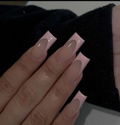 Pink Tip Nails, Pink French Nails, Girly Acrylic Nails, Basic Nails, French Acrylic Nails, Blush Nails, Classy Acrylic Nails