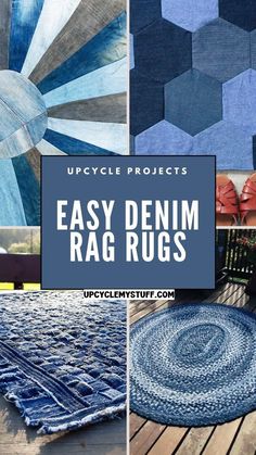 easy denim rag rugs with text overlay that reads, upcycle projects easy denim rag rugs