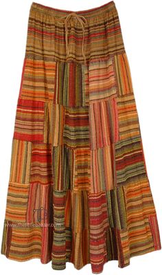 A gorgeous and understated boehmian skirt, this patchwork skirt is versatile enough to work in both summers and winters. Pair it with the right accessories for the relative weather, a cool tank top for the summertime, and a cardigan and wool scarf for the winter. #tlb #Patchwork #Stonewash #MaxiSkirt #bohemianfashion #BohemianSkirt Bohemian Patchwork Skirt For Vacation, Patchwork Tiered Skirt For Fall, Fall Patchwork Tiered Skirt, Bohemian Cotton Maxi Skirt For Fall, Cotton Patchwork Skirt For Fall, Hippie Skirt For Fall Festivals, Bohemian Lined Maxi Skirt For Fall, Hippie Festival Skirt For Fall, Hippie Patchwork Maxi Skirt