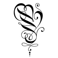 the letter s is made up of swirls and hearts