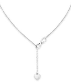 From James Avery&#x2C; this necklace features: Delicate Infinite Love Necklace Inspired by the popular Infinite Love Necklace from James Avery&#x2C; this lariat-style version features a delicate&#x2C; smaller design with a graceful heart descending from an infinity symbol. Available in sterling silver&#x2C; it's adjustable so you can wear it multiple ways.Sterling silverLobster clasp closureAvailable in 2 adjustable lengths: 15 to 17 inches or 18 Elegant Silver Lariat Necklace For Valentine's Day, James Avery Necklace, Infinite Love, Infinity Necklace, James Avery, Infinity Symbol, Accessories Jewelry Necklace, Love Necklace, Christmas Wishlist