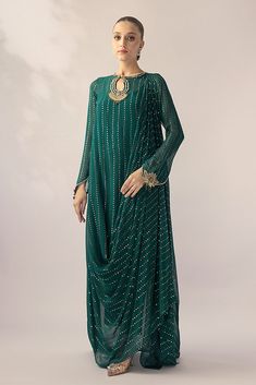 Silk Dress Ideas Pakistani, Kamdani Dresses Pakistan, Reception Kurta With Sheer Dupatta In Georgette, Elegant Evening Kurta With Zari Work, Elegant Hand Embellished Designer Kurta, Party Wear Salwar Kameez With Hand Embellished Traditional Drape, Anarkali Style Hand Embellished Pre-draped Saree, Green Traditional Drape Kurta For Party, Hand Embellished Georgette Dupatta For Diwali