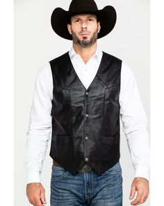 100% Genuine lambskin leather / 100% Fully lined polyester. Nickel four snap front closure. Two front patch pockets. Western Look, Leather Vest, Mens Fleece, Mens Outerwear, Mens Big And Tall, Boots For Sale, Big And Tall, Lambskin Leather, Water Repellent