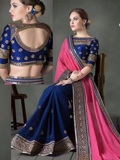 ******ZARAH******* Visit us at https://www.facebook.com/zarahclothing/ ********************************************************** Royal Blue Saree, Georgette Saree With Blouse, Velvet Blouse, Crepe Saree, Royal Blue Wedding, Indian Bridal Wear, Designer Saree Blouse Patterns, Saree Blouse Designs Latest