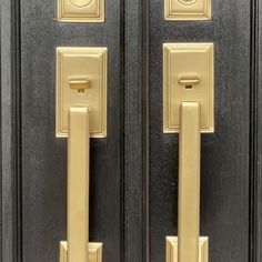 two black doors with gold handles and knobs