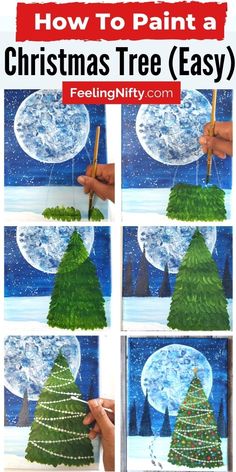 how to paint a christmas tree easy step by step painting project for kids and adults