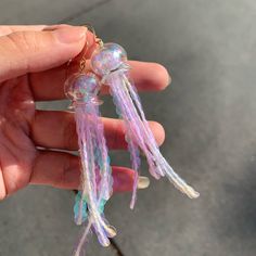 Glass Jellyfish Laser Color Long Dangled Drop Earrings, Handmade Earrings, For Jellyfish Lovers Jellyfish Jewelry, Jellyfish Earrings, Glass Jellyfish, Mermaid Accessories, Magical Jewelry, Beaded Jewelry Patterns, Jewelry Making Tutorials, Threader Earrings, Acrylic Earrings