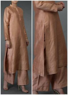 Tan Rusty Raw Silk Kameez Custom Made Dress Punjabi Suit Loose - Etsy Plain Suit Designs Indian, Dresses For Women Pakistani, Silk Kameez, Indian Clothes Women, Raw Silk Kurta, Dress Design Pakistani, Silk Dress Design, Raw Silk Dress, Indian Dresses For Women