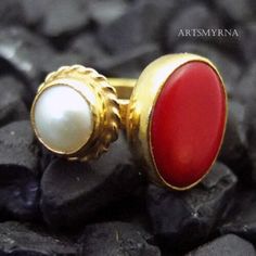 ARTSMYRNA Red Coral ring.Sterling silver ring.Handmade rng.unique ring.Pearl ring.Antique finished ring.Handmade Ring,Friendship Day Gift Jewelry Girl METAL: 925k Silver GEM: Coral ( lab created ) COATING: 24k gold over (We can made a special type of coating for your personal preference ) MATERIEL : 925K Sterling Silver ( Some of my items vermeil gold over silver for looks rich . But i can finish in silver too ) Features of Pearl Stone * The origin of the cultured pearls, which is obtained by pu Friendship Day Gift, Red Coral Ring, Initial Necklace Silver, Jewelry Girl, Friendship Day Gifts, Pearl Stone, Mother Jewelry, Friendship Day, Hammered Band