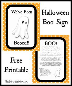 two halloween signs with the words boo and free printable