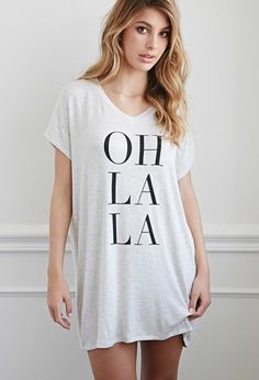 Oh La La Nightdress | Forever 21 - 2000184744 Wedding Robes Bridesmaids, Bride Dressing Gown, Pijamas Women, Cute Pajamas, Lounge Dress, Sleepwear & Loungewear, Sleepwear Robe, Long Sleeve Pyjamas, Lingerie Sleepwear