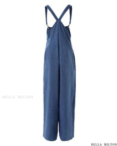 Bella Milton - Contemporary Wide Leg Suspender Jumpsuit with Practical Pocket Design Chic Solid Overalls With Pockets, Chic Jumpsuits And Rompers With Bib Front And Pockets, Summer Workwear Denim Jumpsuit With Bib Front, Chic Bib Front Overalls With Pockets, Chic Overalls With Bib Front And Pockets, Denim Jumpsuit With Pockets For Summer, Suspender Jumpsuit, Top Fabric, Pocket Design