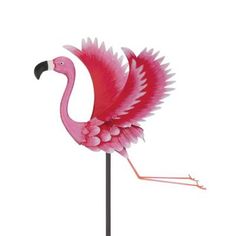 A graceful pink Flamingo flies with spread wings and extended feet and sits atop a garden stake. Springs underneath the wings creates movement in a breeze giving a lifelike effect. Bird Jiggly Stakes are available in 3 styles - Egret, Flamingo and Heron. Realistic wing and feather details Moves in the wind Weather & fade resistant paint Flamingo Bedding, Flamingo Craft, Garden Accents, Garden Stakes, The Wings, Pink Flamingo, Pink Flamingos, Store Decor, Patio Garden