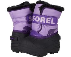 SOREL Kids Snow Commander™ (Toddler) | Zappos.com Snow Time, Insulated Boots, Waterproof Snow Boots, Purple Violet, Toddler Kids, Pink Stone, Toddler Sizes, Black Charcoal, Play Time