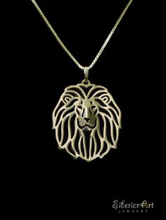 Lion - gold pendant and necklace. Wild Lion, Lion Necklace, Lion Pendant, Pendant Shade, Dog Jewelry, Silver Jewels, Pierced Jewelry, Wild Animal, Lion Head