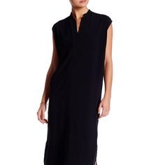 Helmut Lang Tunic Dress - Black - Pockets - Small Worn Twice Amazing Quality V-Neck Is 9 Inches Deep Side Slits Are 9 Inches High Pocket Openings Are 6 Inches Fitted Black V-neck Dress For Daywear, Black Midi V-neck Dress For Daywear, Black Fitted V-neck Dress For Daywear, Black V-neck Dress With Side Slits, Chic Black V-neck Dress For Daywear, Elegant Shift Maxi Dress With V-neck, Chic Daywear Dress With Split Neck, Elegant Shift V-neck Maxi Dress, Chic Split Neck Daywear Dress