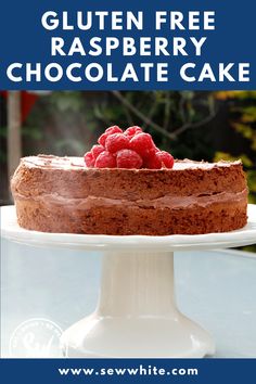 gluten free raspberry chocolate cake with text overlay