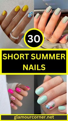 Summer Nails For Short Nails, Pastel Summer Nails, Short Summer Nail Ideas, Nails For Short Nails, Short Summer Nails, Summer Nails Designs, Short French Nails, Short Pink Nails, Short French Tip Nails