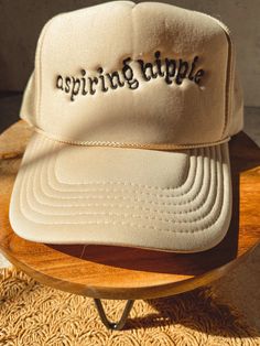 Womens Trucker Hat, Hippie Accessories, Women Trucker, Hat Hair, Boho Hat, Gold Lettering, Boho Accessories, Embroidered Caps, Handmade Hat