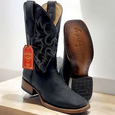 Mens black square toe cowboy boots Womens Square Toe Cowboy Boots Black, Black Square Toe Cowboy Boots, Western Style Black Mid-calf Boots With Square Toe, Black Square Toe Boots, Caiman Boots, Black Cowboy Boots Boot Barn, Luxury Black Rugged Cowboy Boots, Ostrich Boots, Ostrich Legs