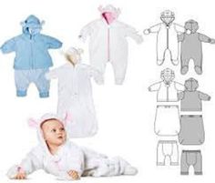 baby's clothing and footies are shown in different colors, sizes and shapes