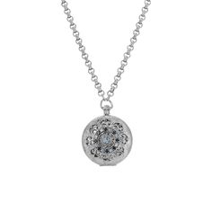 in stock Blue Medallion Locket Necklace, Blue Necklace With Detachable Round Pendant, Elegant Blue Necklace With Coin Pendant, Blue Medallion Necklace With Coin Pendant, Elegant Blue Necklace With Detachable Pendant, Elegant Blue Necklace With Chain, Formal Blue Necklace With Detachable Pendant, Floral Pattern Design, Crystal Blue